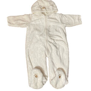 ABSORBA baby velour winter snowsuit bear theme off white Sz 9 month